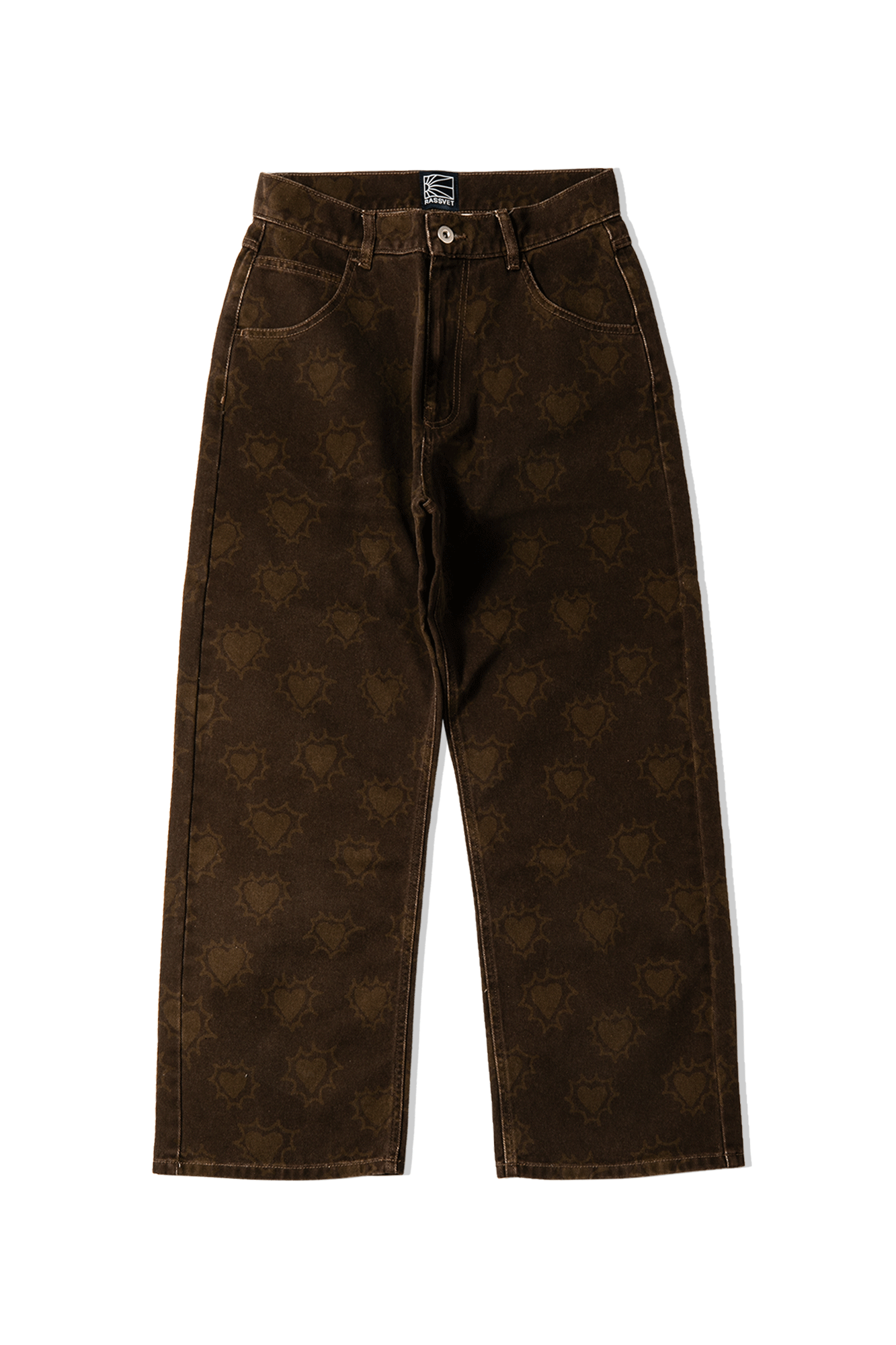 Hearts Print Denim Trousers