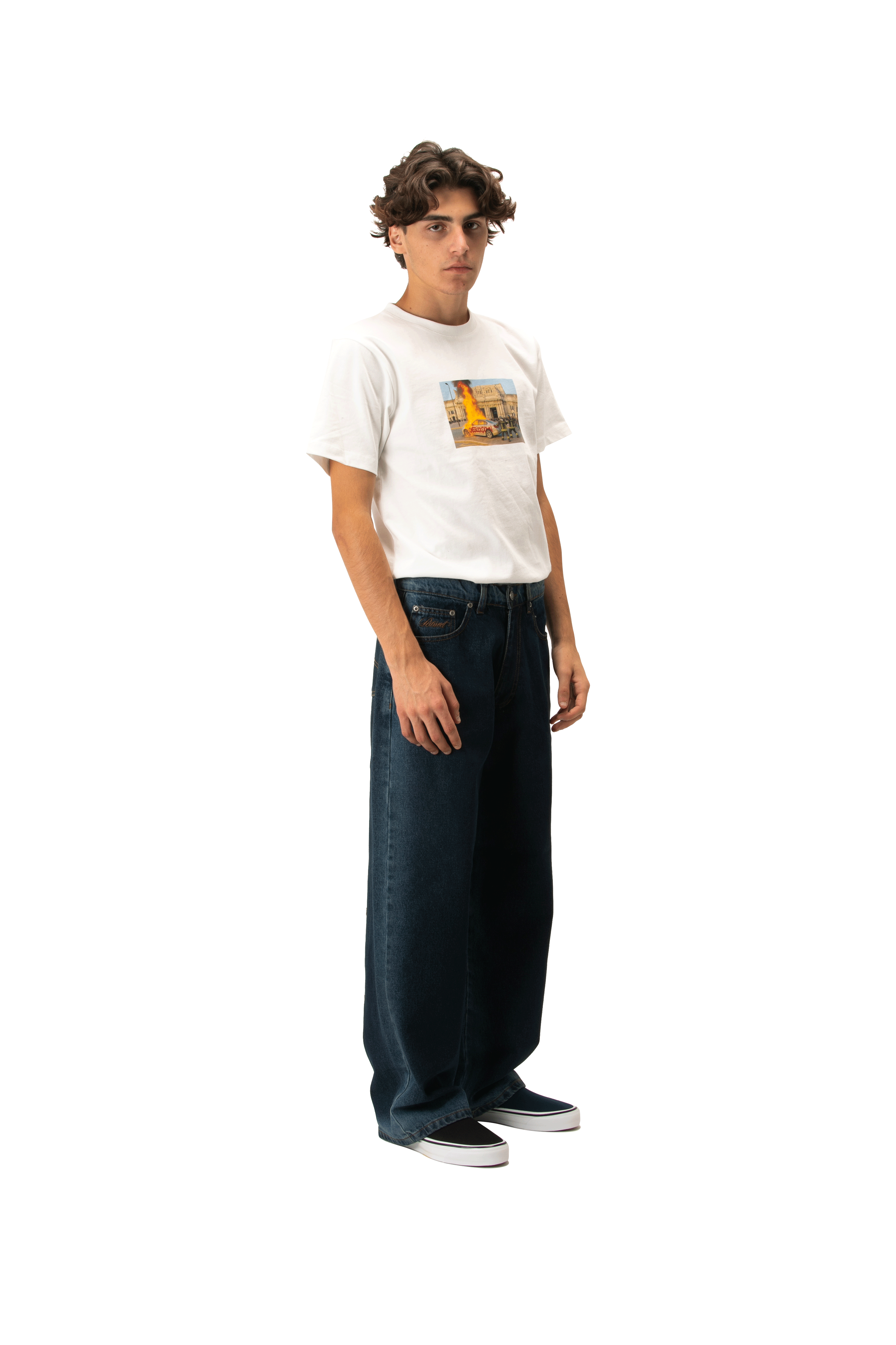 Shadow Wash Baggy Denim Pant Woven