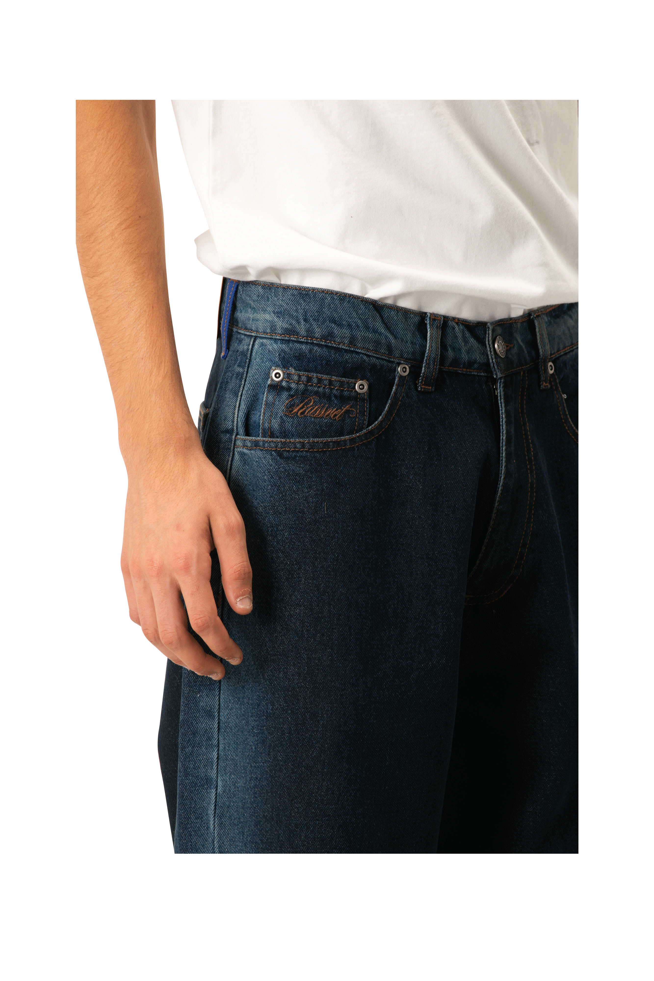 Shadow Wash Baggy Denim Pant Woven