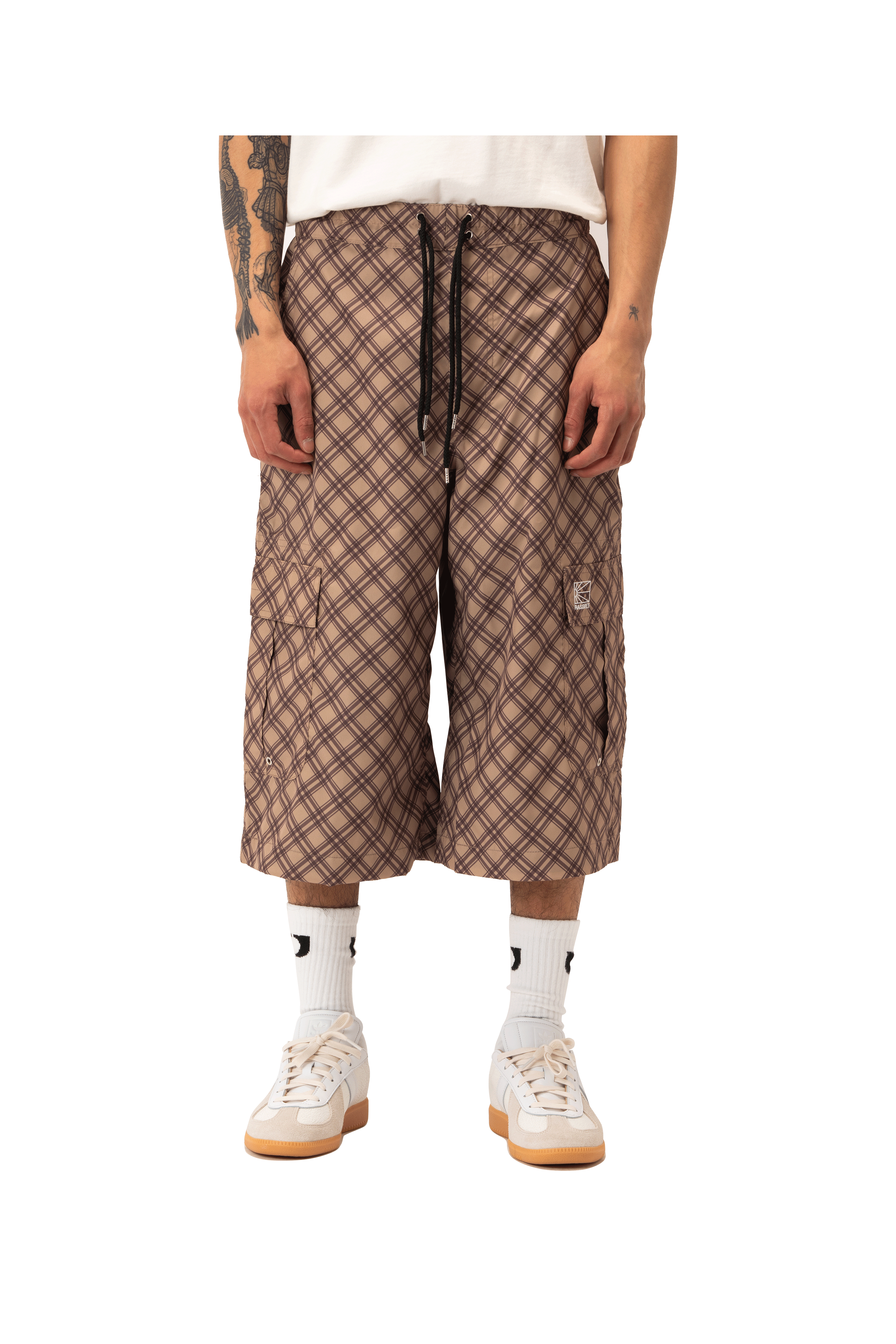 Poly Tartan 3 Quarter Cargo Pan Woven