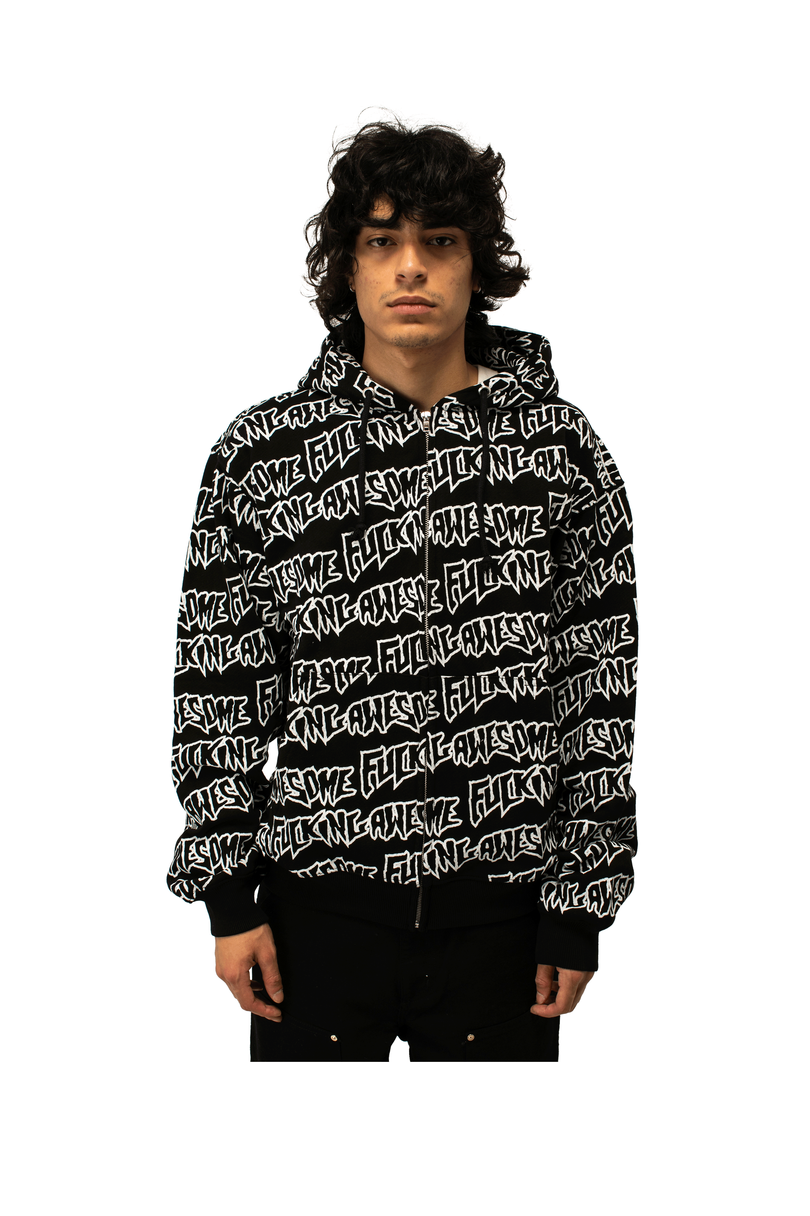 AOP Stamp Zipped Hoodie