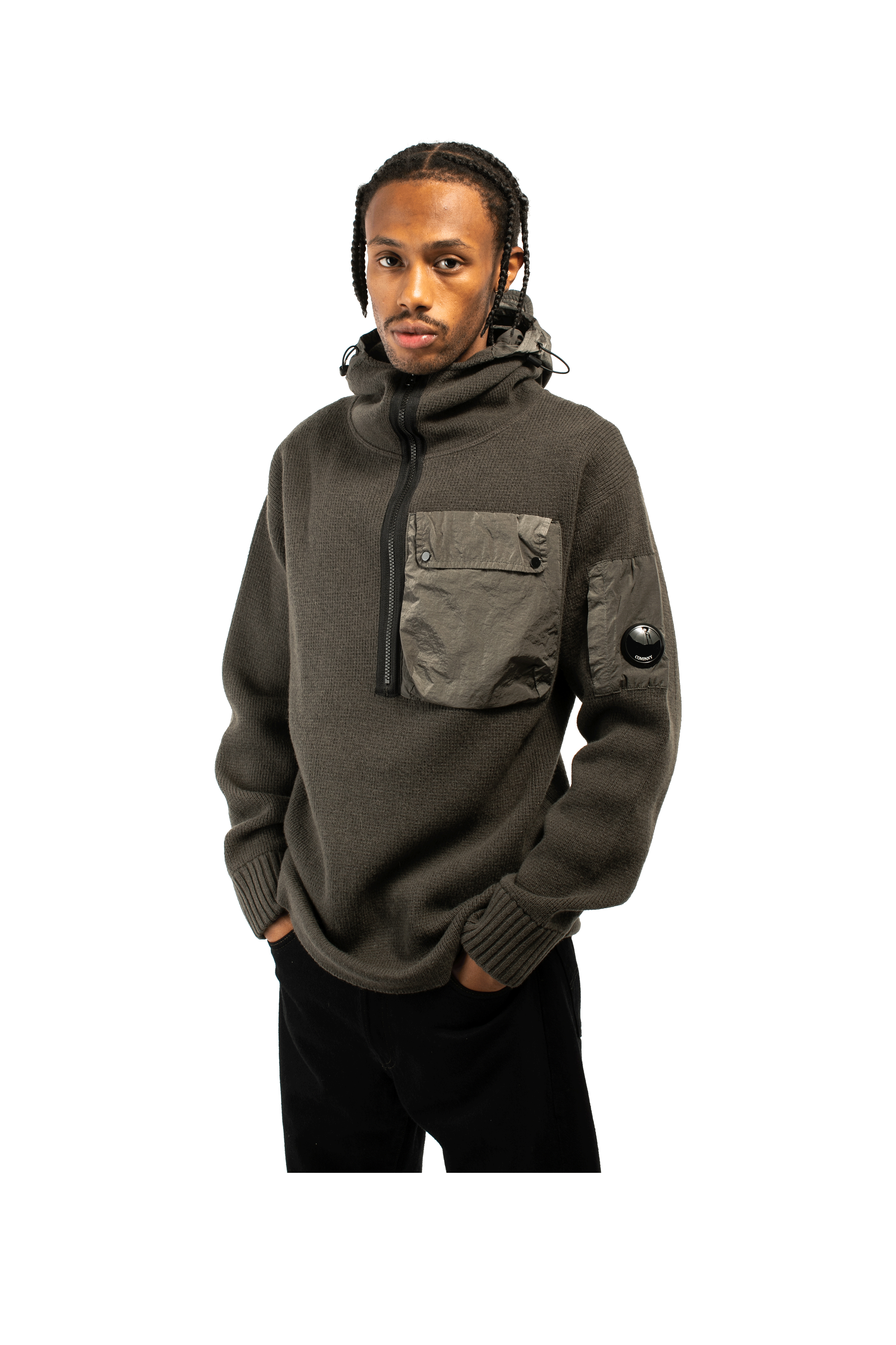 Lambswool Mixed Hooded Knit