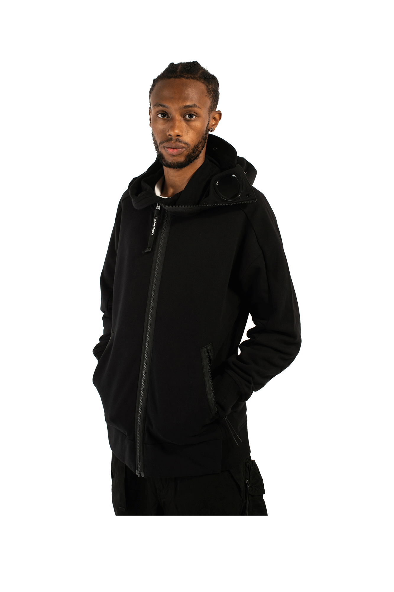 Diagonal Raised Explorer Goggle Hooded Sweatshirt