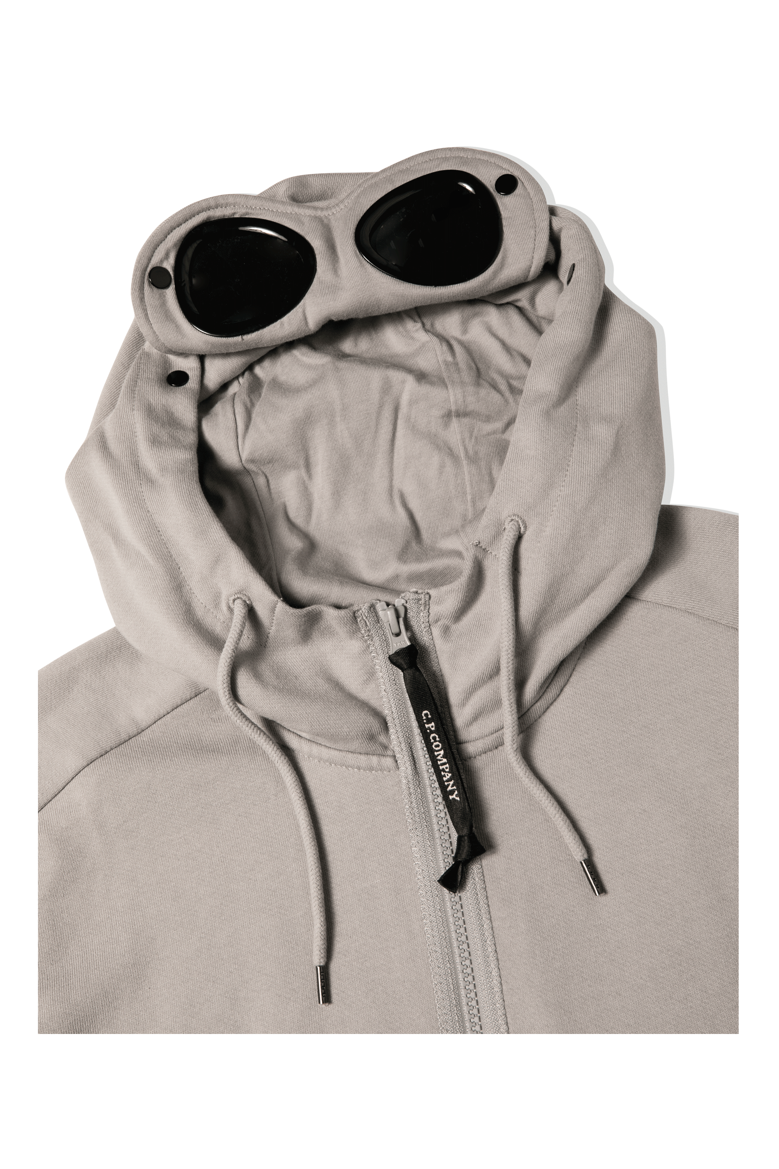 Diagonal Raised Fleece Goggle Zipped Hoodie