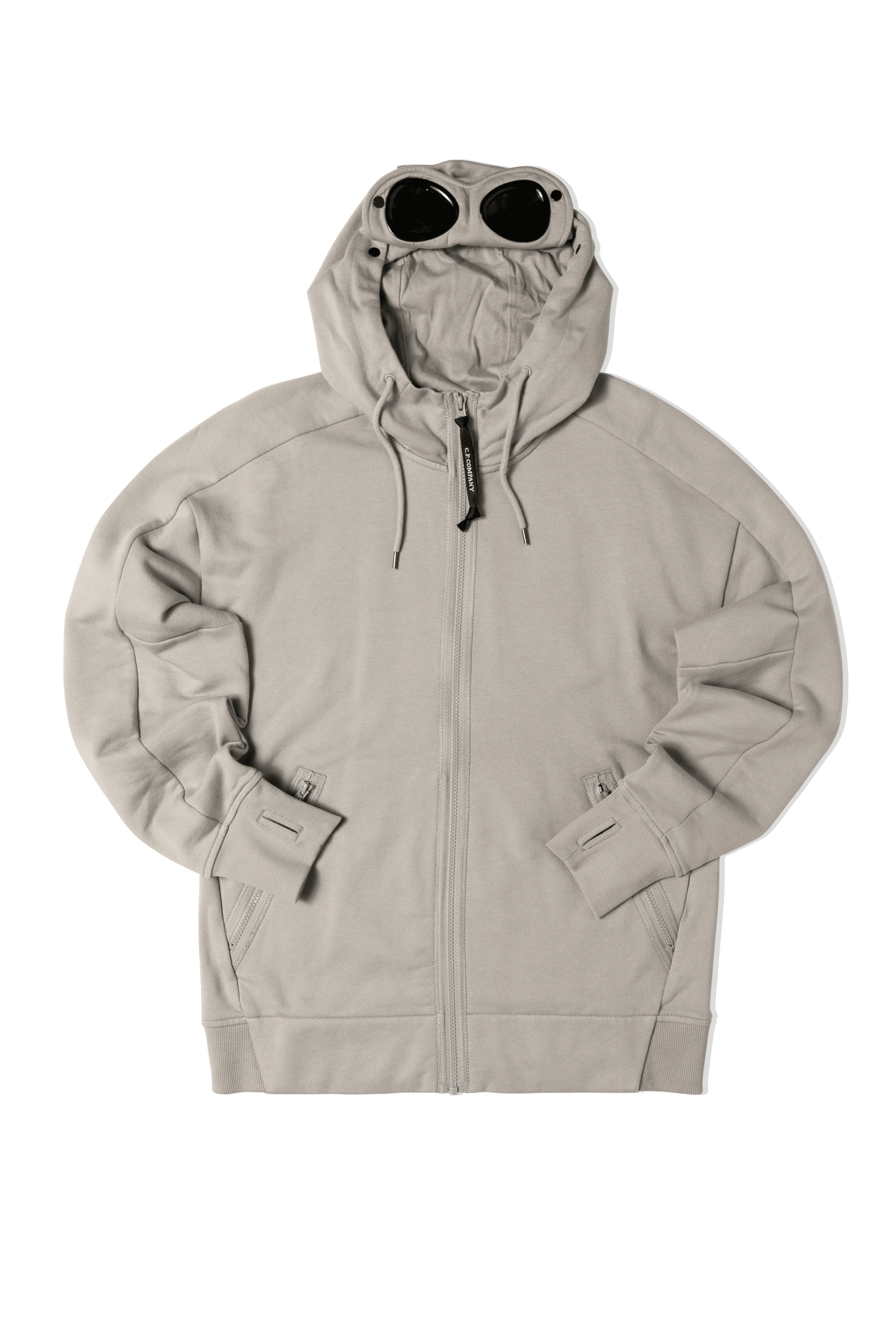 Diagonal Raised Fleece Goggle Zipped Hoodie