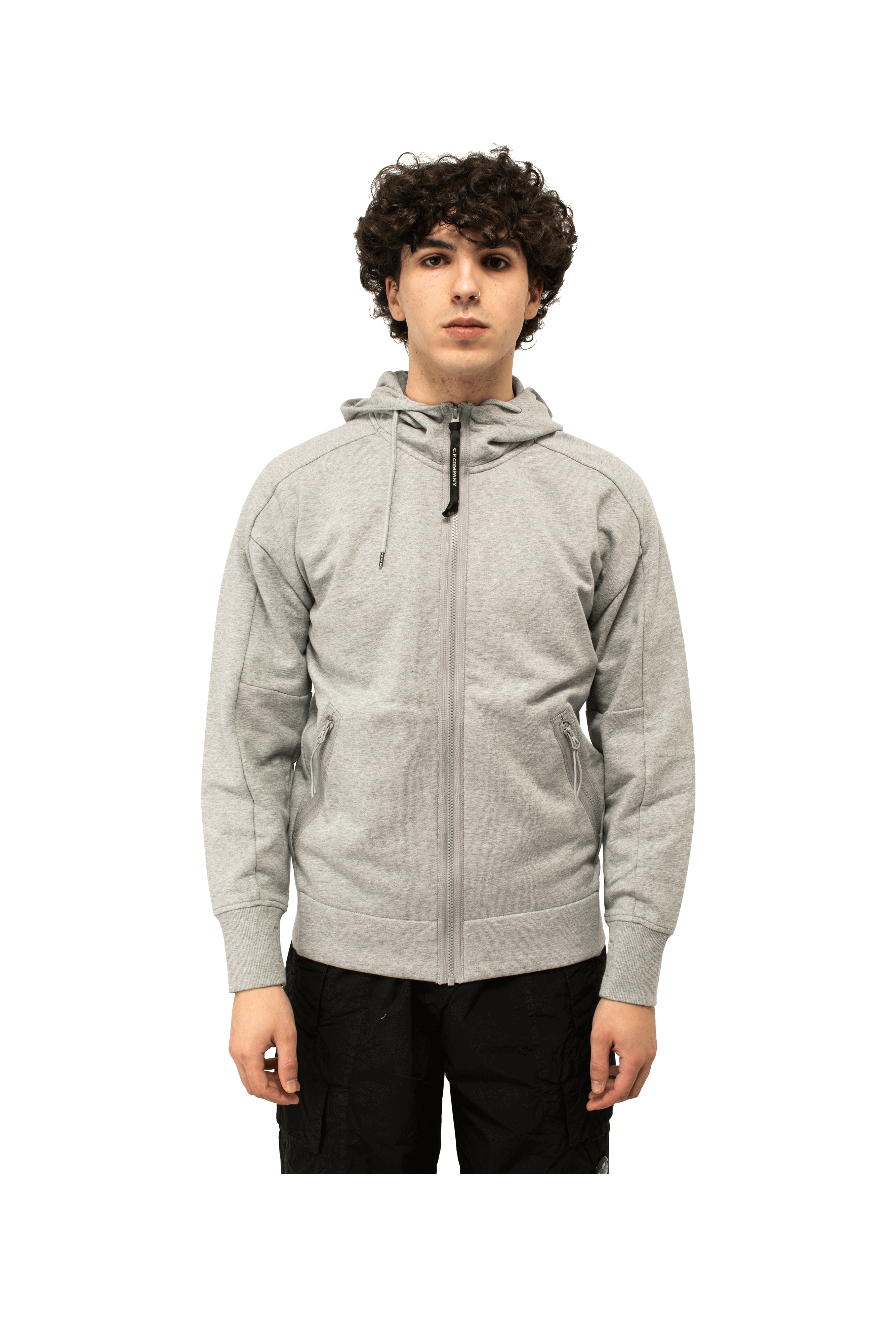 Diagonal Raised Fleece Goggle Zipped Hoodie