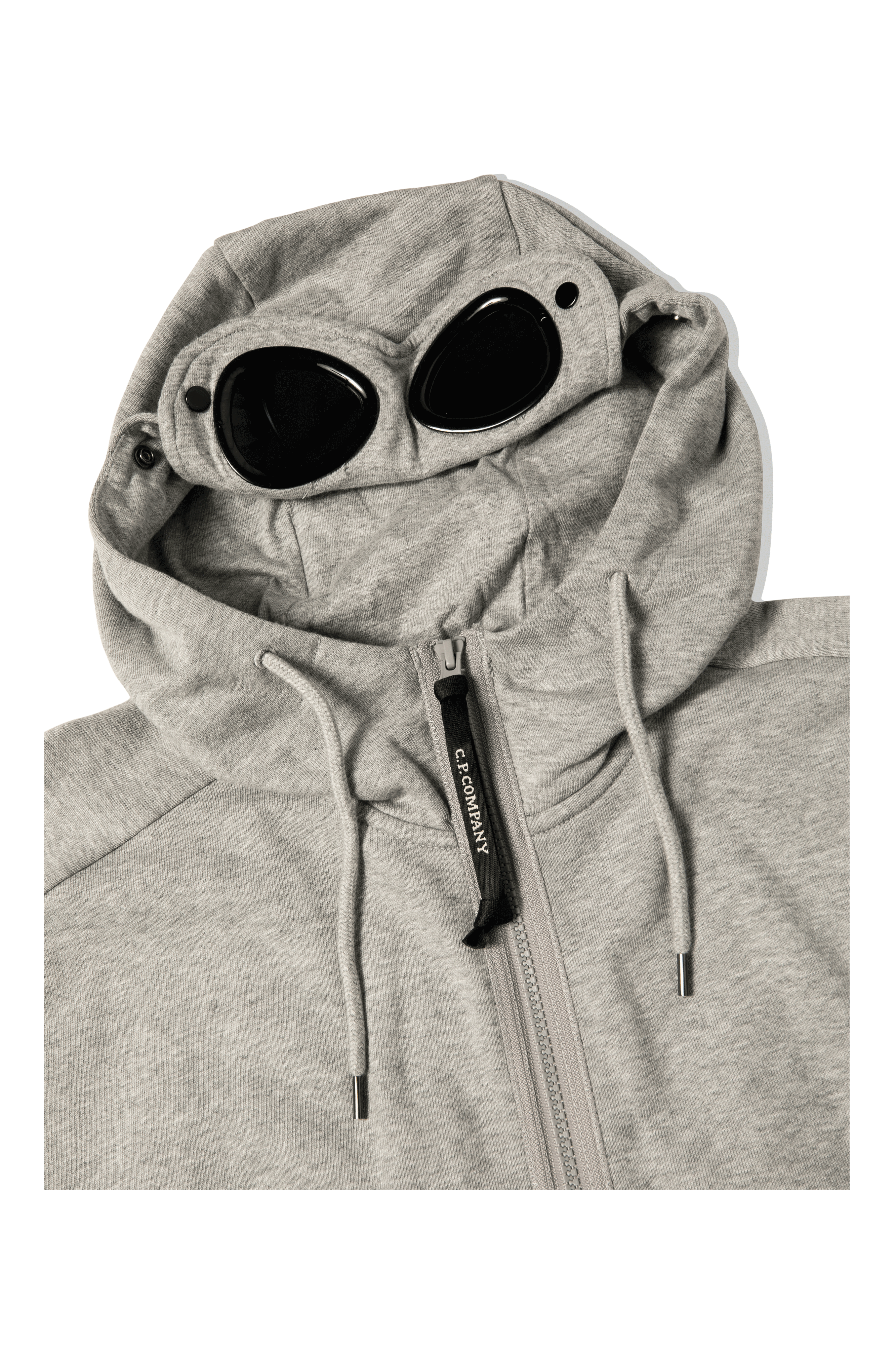 Diagonal Raised Fleece Goggle Zipped Hoodie