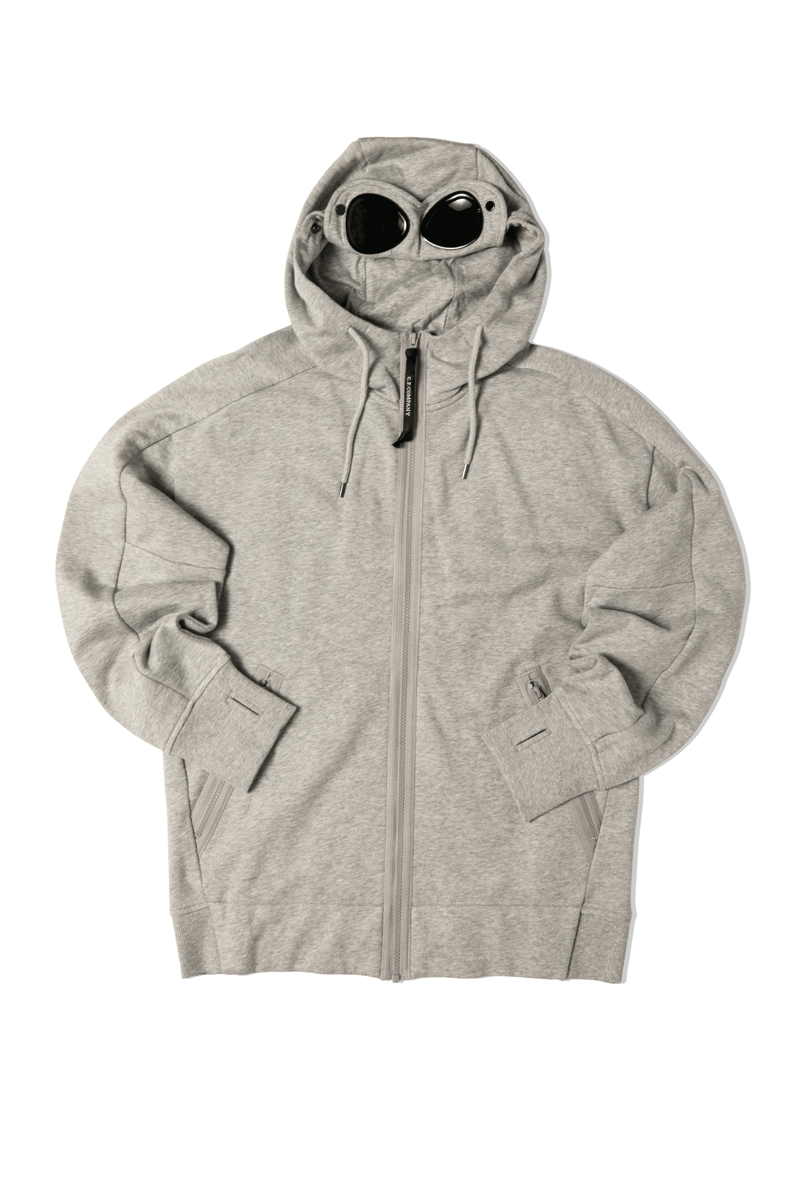 Diagonal Raised Fleece Goggle Zipped Hoodie