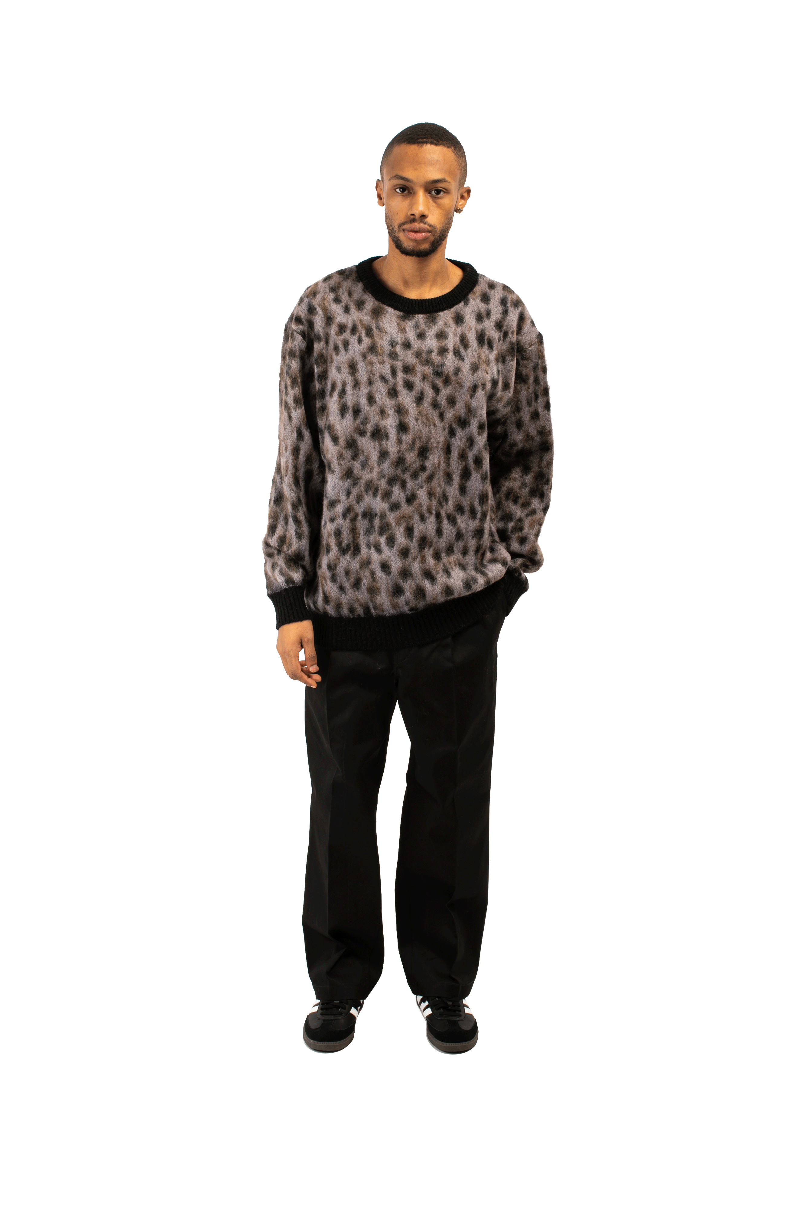 Leopard Mohair Crewneck Sweatershirt