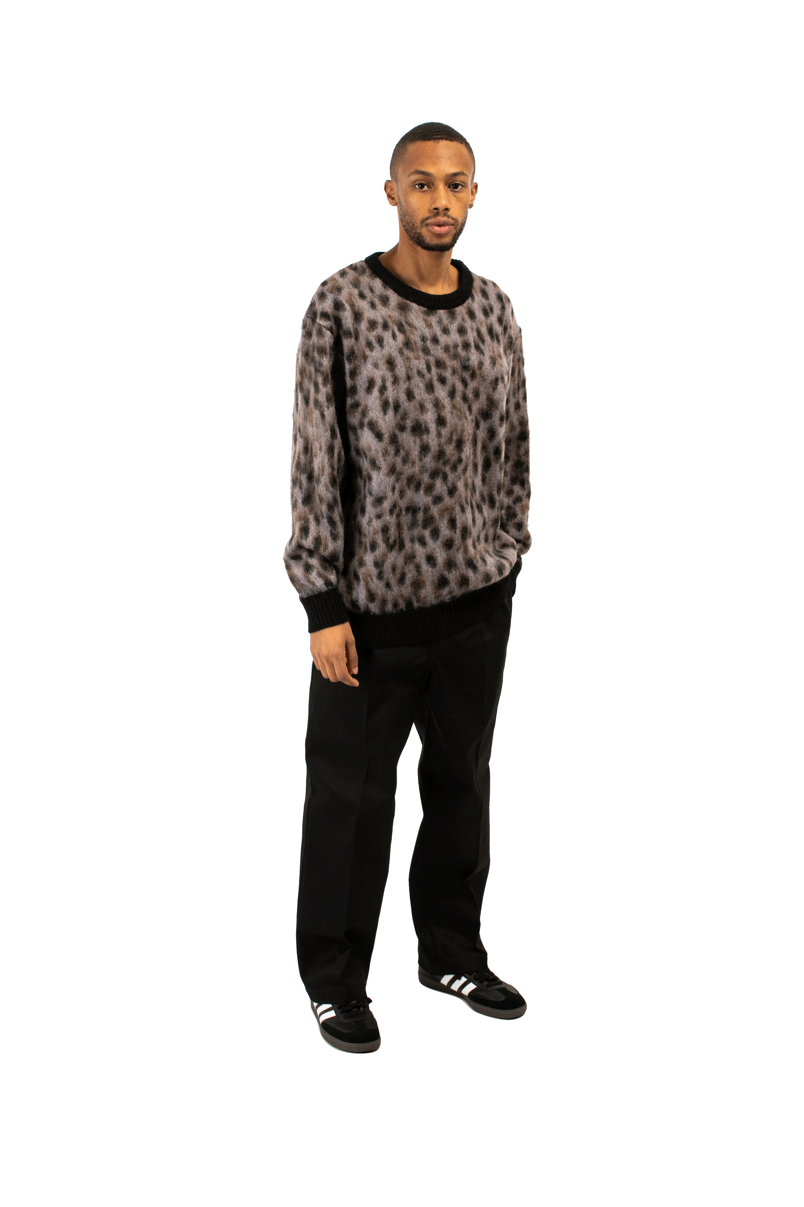 Leopard Mohair Crewneck Sweatershirt