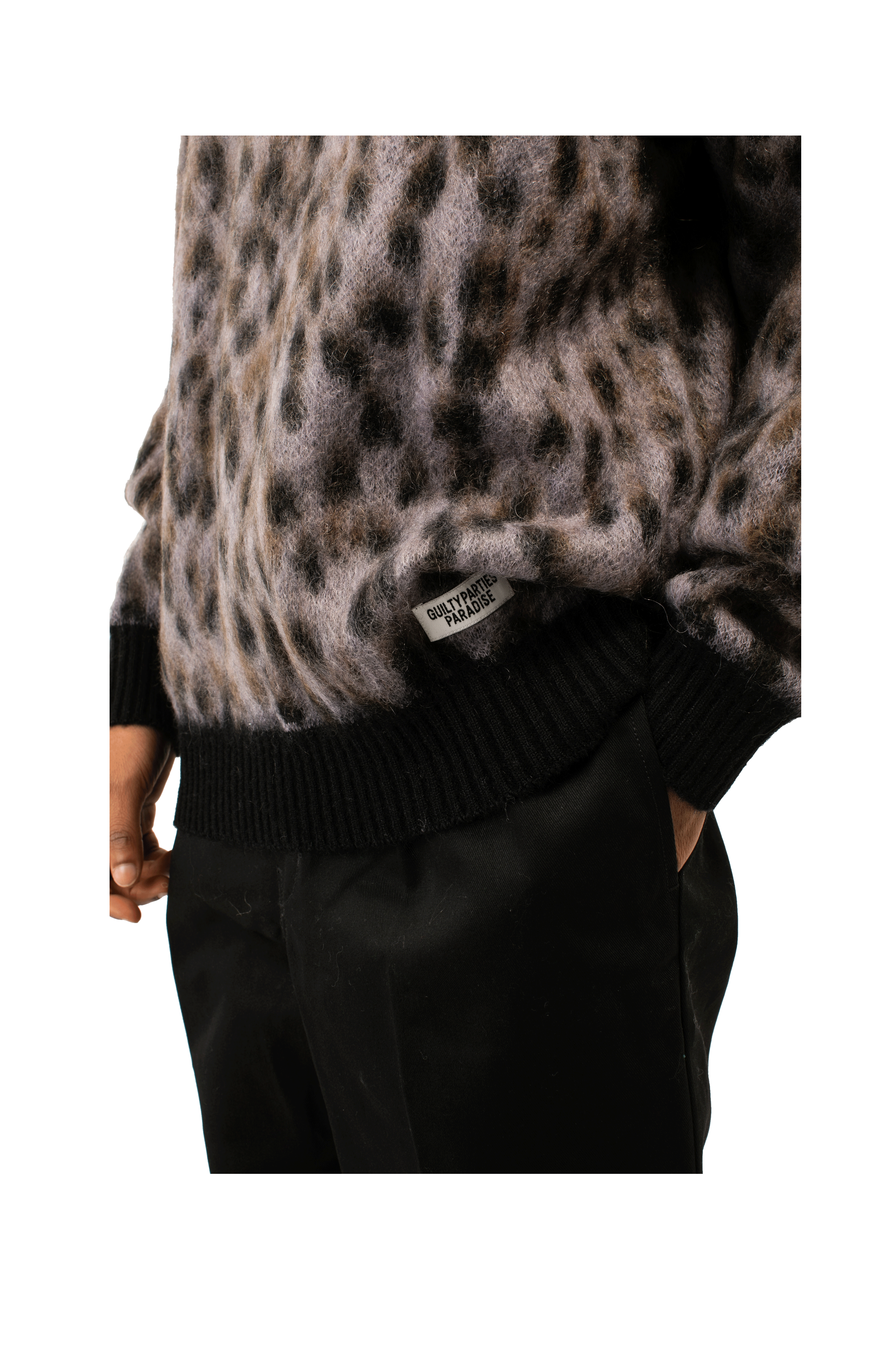 Leopard Mohair Crewneck Sweatershirt