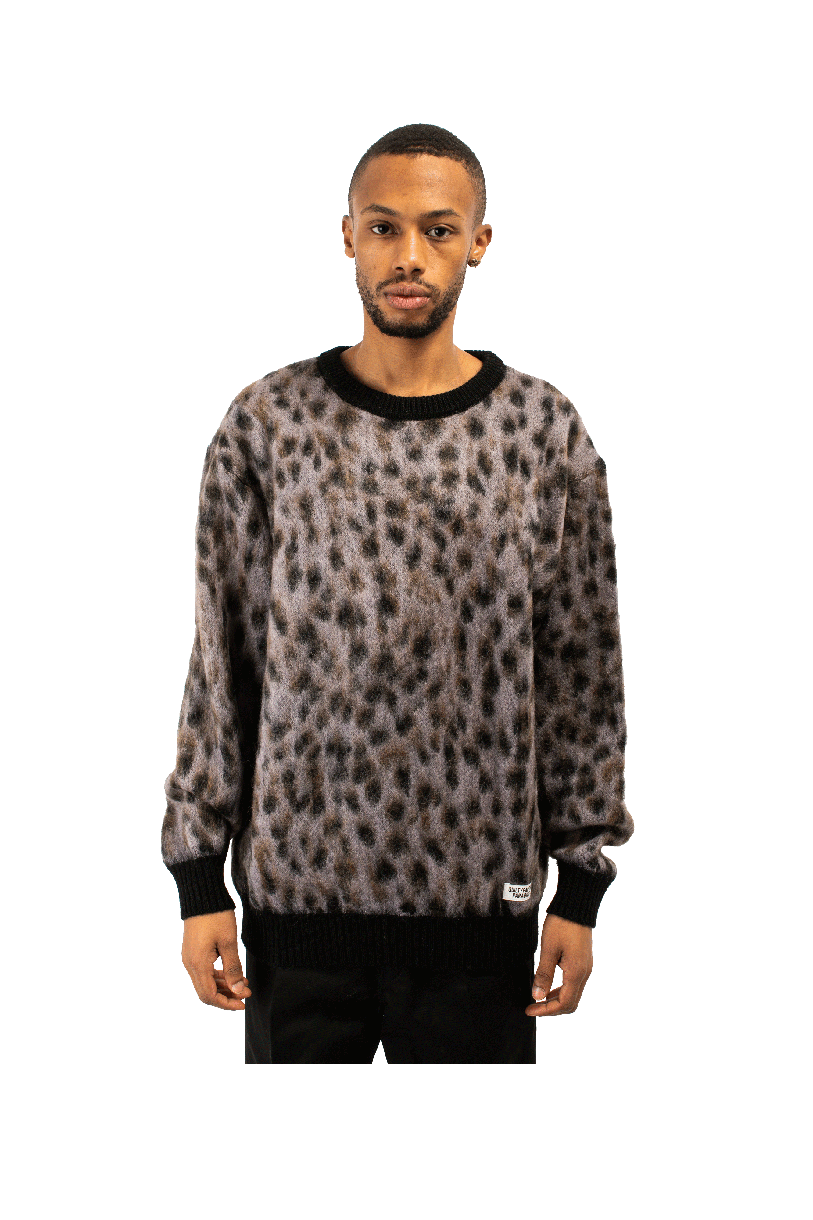 Leopard Mohair Crewneck Sweatershirt
