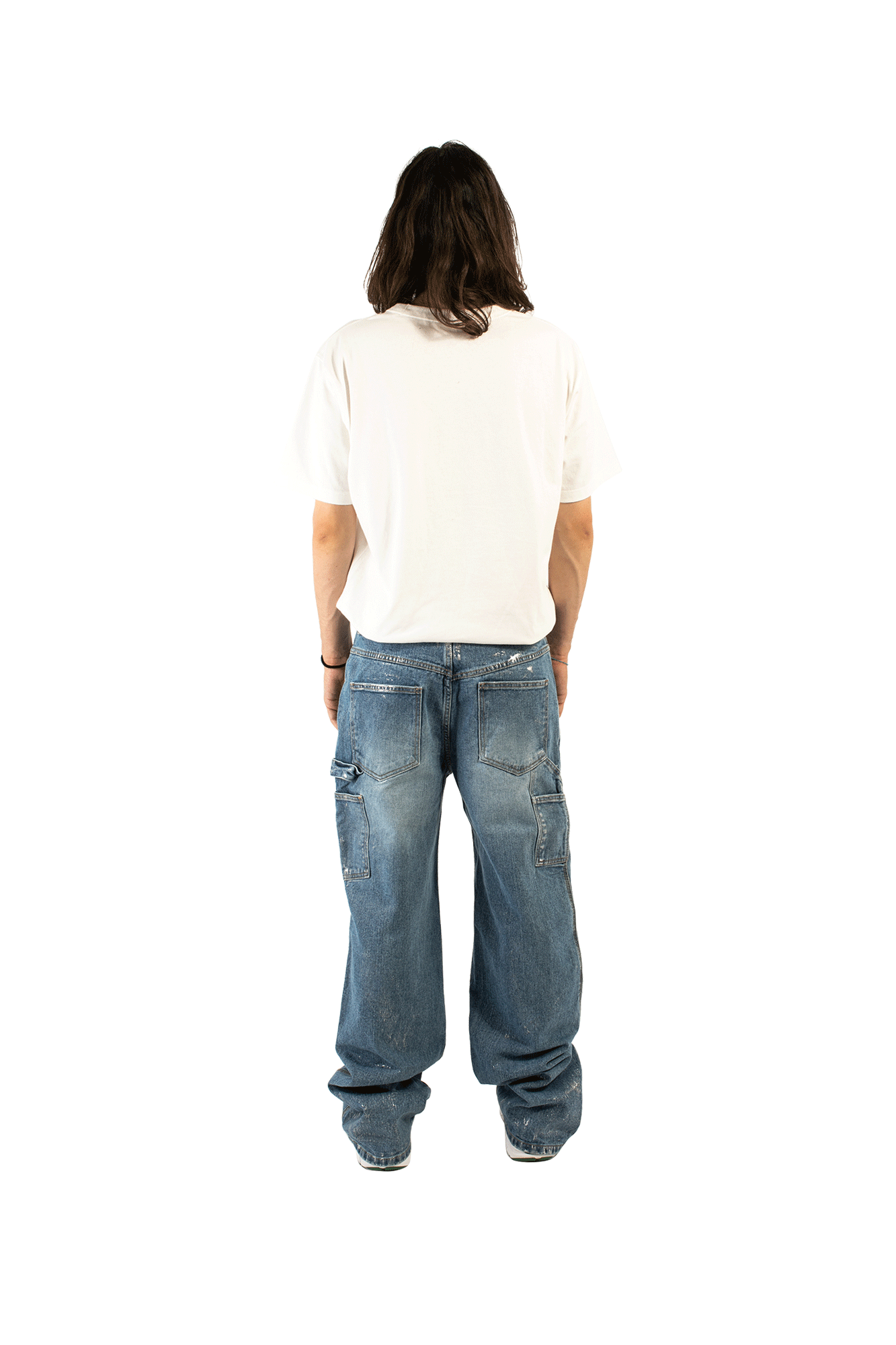 Wax Coated Carpenter Wide Leg Jeans