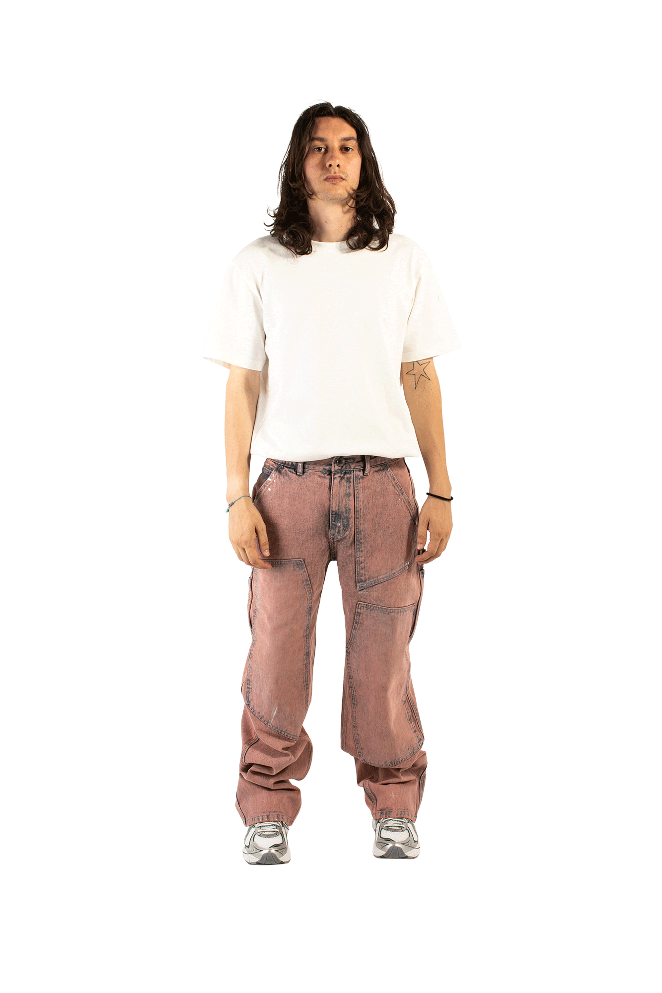 Wax Coated Carpenter Wide Leg Jeans