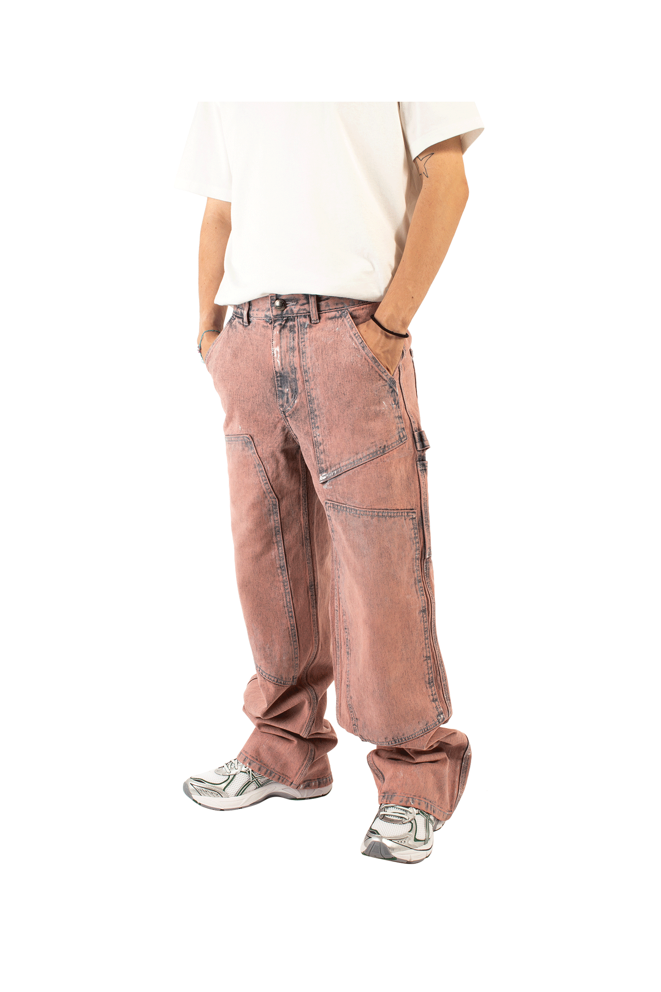 Wax Coated Carpenter Wide Leg Jeans