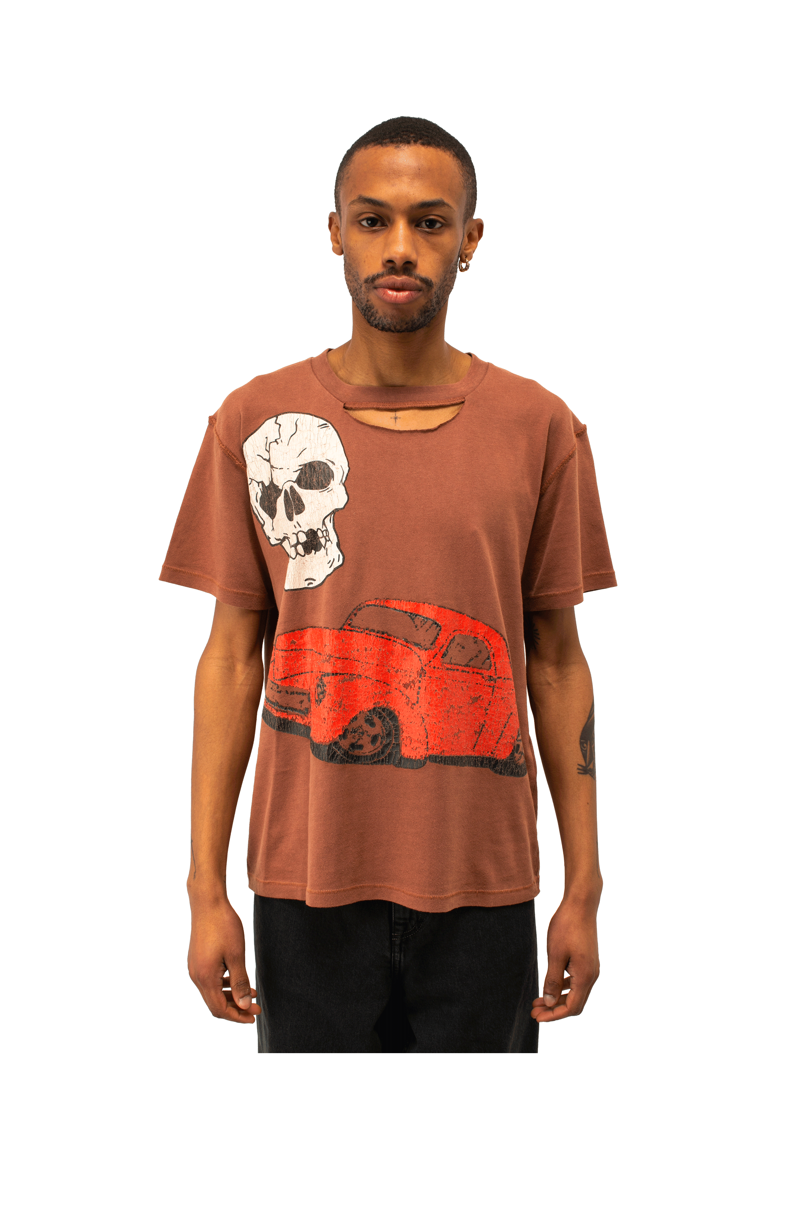 Ripped Collar Skull Red Car