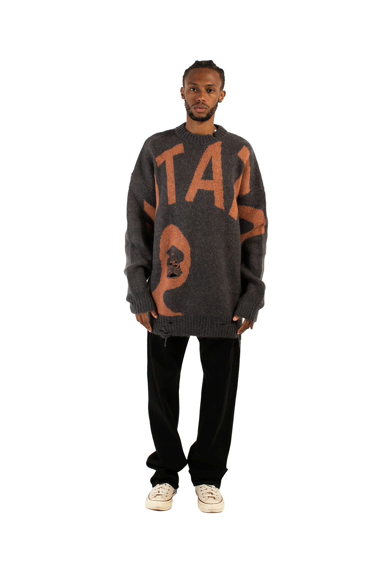 Mutate Distressed Creneck Sweater